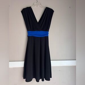 Roulette Black Dress with Blue Accent